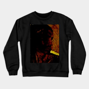 Special processing. The dragon. Man looking on to the side. Head. Lot of strokes. Orange. Crewneck Sweatshirt